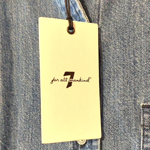 7 For All Man Kind Women's Flared Sleeve Button-Down Denim Shirt NWT Size S - Picture 10 of 12